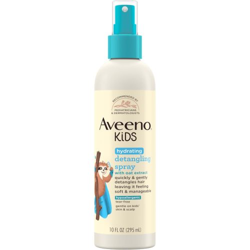 Aveeno Kids Hydrating Detangling Spray with Oat Extract, Quickly & Gently Detangles Kids' Hair, Tear-Free & Suitable for Skin & Scalp, Light Fragrance, Hypoallergenic, 10 fl. oz
