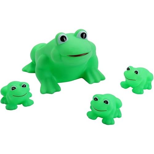 Baby Bath Toys 4Pcs Rubber Green Frog Family Squeak Float Bath Ducks Bath Tub Shower Toys for Toddlers Boys Girls