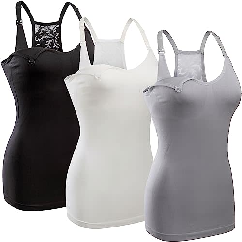GXXGE 4Pack Women's Nursing Tank Top Cami Nursing Maternity Bra Breastfeeding Shirts with Adjustable Straps