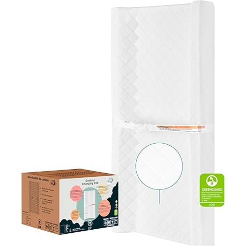 Dream On Me Compressed Contour Changing Pad – Hypoallergenic Foam, Waterproof Removable Vinyl Cover, GREENGUARD Gold Certified, Soft & Supportive, White Color