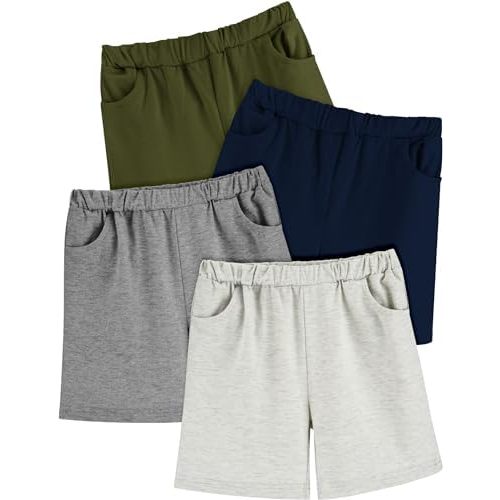 Toddler Boy Shorts 4Pack Athletic Shorts Baby Boys Casual Jogger Active Elastic Waistband Quick Dry Knit Shorts