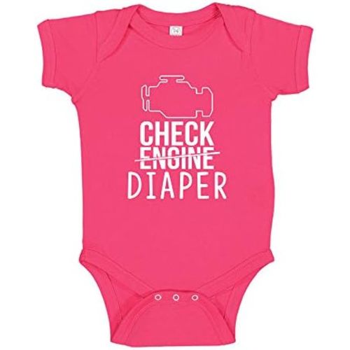 Check Engine Diaper Funny Mechanic Pregnancy Announcement Baby One Piece Infant Bodysuit T-Shirt