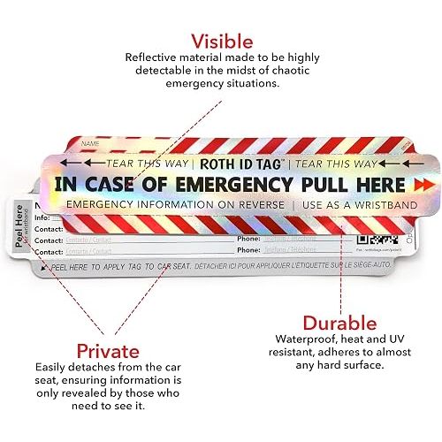 Emergency Contact Identification System for Car Seats, Booster Seats, Baby Gear | Original ROTH ID TAG Kit (2 Tags)