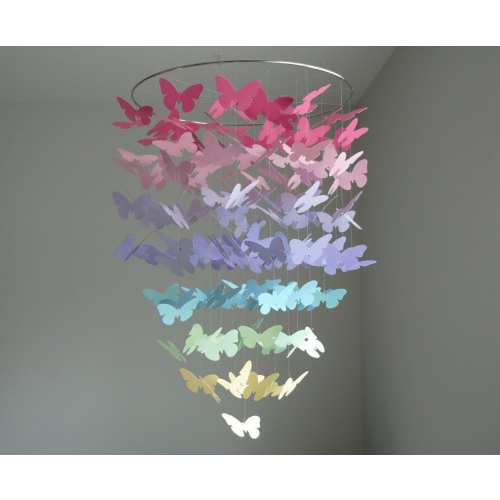 Butterfly Mobile - Pastel Rainbow Ombre (Large) // Nursery Mobile