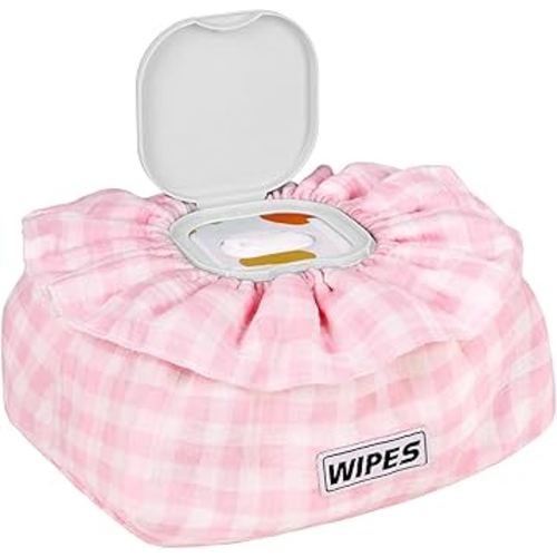 Baby Wipe Cover – Muslin Cotton Tissue Cover, Universal Size Fits All Wipes & Tissues, Wipe Dispenser for Nursery, Living Room & Diaper Station (Pink)