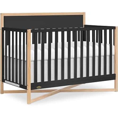 Dream On Me Owen 5-in-1 Convertible Full Size Baby Crib, GREENGUARD Gold | 3 Adjustable Height, Converts to Toddler, Day and Full Size Bed, BSA Verified, ASTM/CPSC Tested, Wooden X-base, Matte Black
