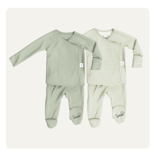Baby Bundle Footie - Avocado + Mint Twist – Bonsie Skin to Skin Babywear