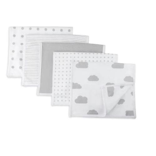 Ely's & Co. Baby Burp Cloths Waterproof Reversible Jersey Cotton 5 Piece Set