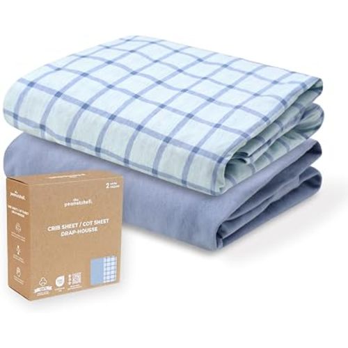 Organic Cotton Baby Crib Sheets for Boys - 2pk Toddler Bed Sheets, Blue