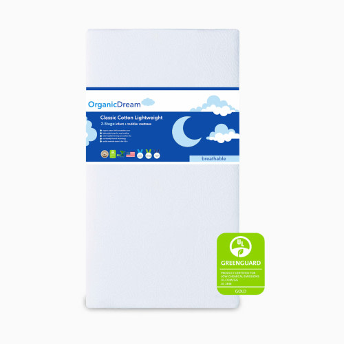 Organic Dream Classic Cotton Lightweight 2-Stage Crib Mattress - White