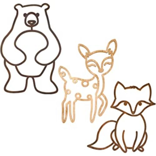 Yulejo Nursery Wall Decor 3 Pieces Jungle Theme Nursery Decor Wooden Animal Wall Decor Woodland Safari Wall Decor with Glue Points for Bedroom Decor (Deer, Bear, Fox)