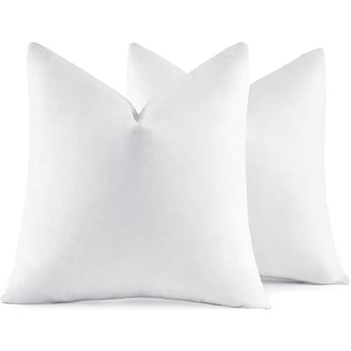 MIULEE 20x20 Pillow Inserts,Set of 2 Down Feather Throw Pillows for Couch Sofa Bed, Decorative Fluffy Throw Pillow Inserts Cotton Fabric,White