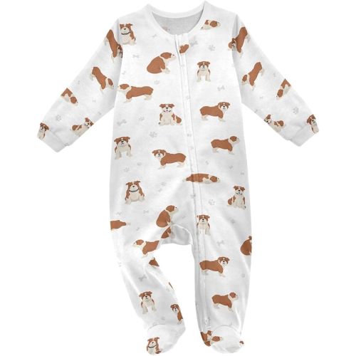 vvfelixl Exercises Doberman Dog Baby Sleepers For Girl Boys Newborn Baby Play One-Piece Footies For 0-24 Months White