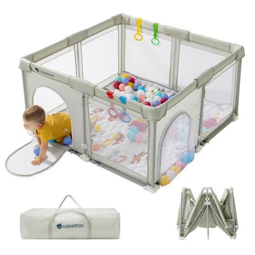 Foldable Baby Playpen,Lighgtweight Playpen for Babies and Toddler,Kids Portable Play Pen with 4 Handlers,Carry Bag,Baby Play Yard for Indoor&Outdoor,50 * 50 Inch