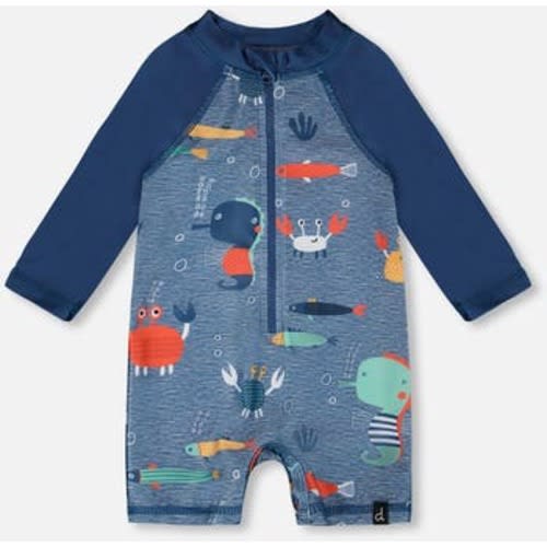 One-Piece Long Sleeve Printed Marine Animals Rashguard, 6-12M