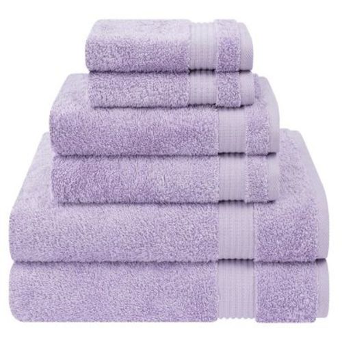 American Soft Linen Bekos 6 Piece Towel Set, 100% Cotton Bath Towel Set for Bathroom, Lilac