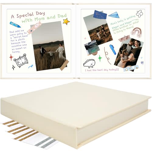 Vienrose Scrapbook Album 10x10 Inch Linen 420gsm Kraft 40 Pages Beige | Diy Photo Album, Memory Book, Wedding Anniversary Family Valentine Gift