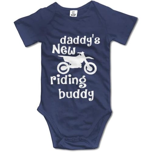 Daddy's New Motocross Riding Buddy Dirt Bike Baby Bodysuit Romper Short Sleeve