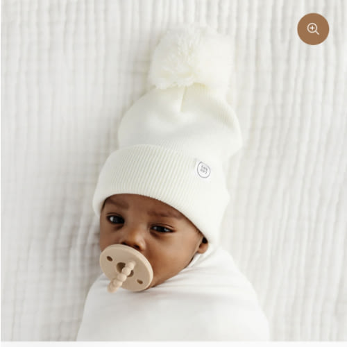 Beanie with Pom - Ivory