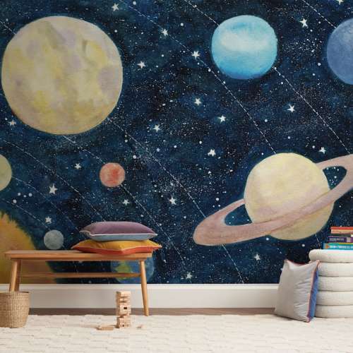 Solar System Children's Wall Mural by Alexandra Dzh