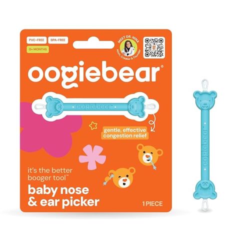 oogiebear: Baby Nose Cleaner & Ear Wax Removal Tool - Safe Booger & Earwax Removal for Newborns, Infants, Toddlers - Dual-Ended - Essential Baby Stuff, Diaper Bag, Raspberry & Seafoam with case