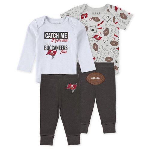 Infant & Newborn WEAR by Erin Andrews Tampa Bay Buccaneers Three-Piece Turn Me Around Bodysuits & Pant Set