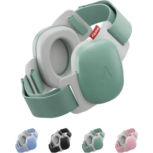 Alpine Muffy Baby Comfort - Protects Hearing for Babies and Toddlers - CE & ANSI Certified - Unique Headband for Safe fit & Comfort - Multi-adjustable for Ages 3-48 Months, 24dB Sound Reduction, Green
