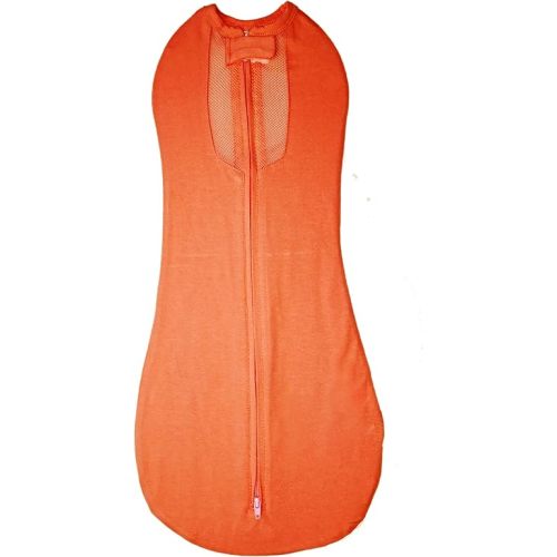 Woombie Air Vented Swaddling Blanket - Cotton Baby Swaddle, Wearable Blanket, Orange, 14-19 lbs