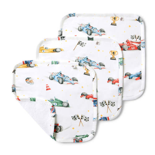 Little Racers Organic Wash Cloths - 3 Pack | Snuggle Hunny