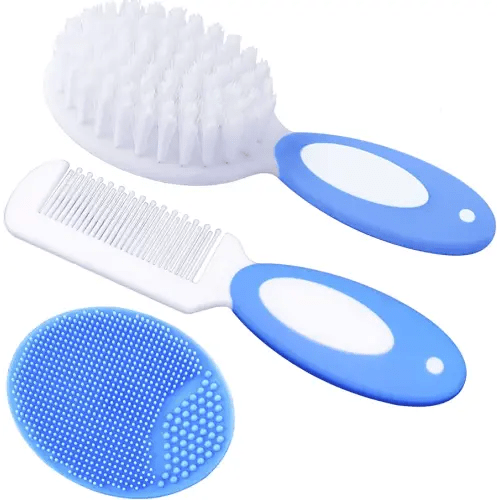 Baby Hair Brush, Cradle Cap Brush, Baby Hair Comb, Baby Hair Brush and Comb Set for Newborns & Toddlers, Baby Brush Soft Bristles, Ideal for Cradle Cap, Perfect Baby Registry Gift (Blue)