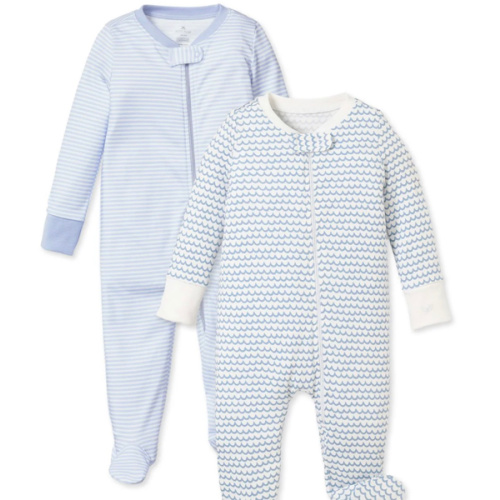 Baby's Pima Romper Duo in Blue Stripe & La Mer