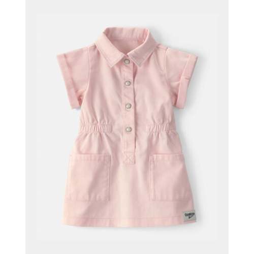 Baby Girl Twill Button-Up Utility Dress - Pink - OshKosh B'gosh | Carter's