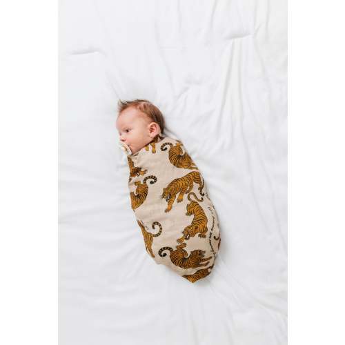 Tiger Bamboo Muslin Swaddle – Soft & Breathable Newborn Blanket by Ellie Sue