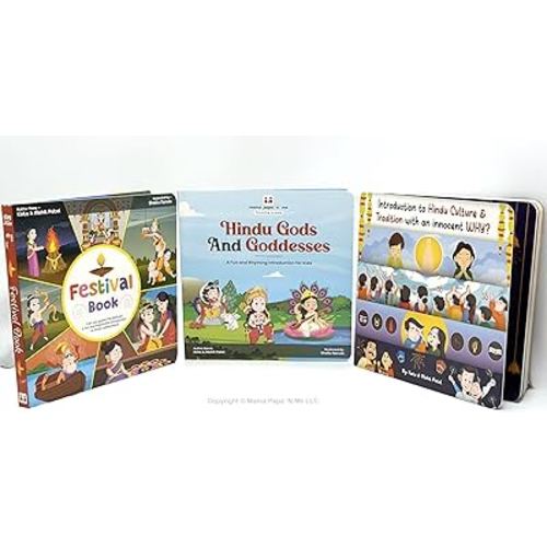 Children books Set of 3: Hindu Gods, Festivals & Traditions - Vibrant, Interactive learning Board Books - Cultural Awareness - Premium Quality