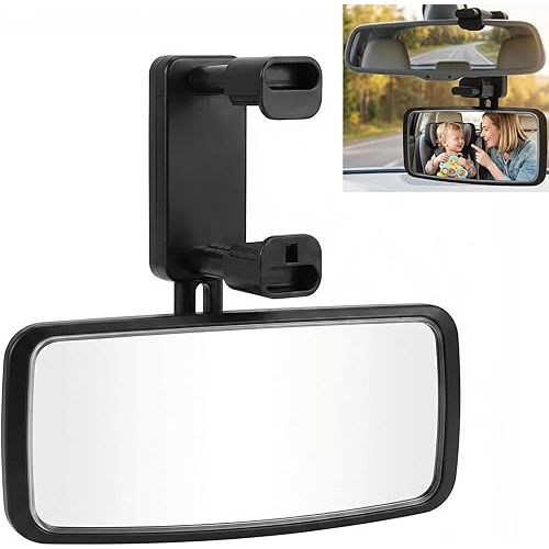Baby Car Mirror, Wide Angle Clip on Rear View Mirror for Baby with Shatterproof Anti-Fog HD Glass, 360° Adjustable Car Baby Mirror Rear Facing,Universal Fit for SUV Truck Sedan Watch Baby in Back Seat
