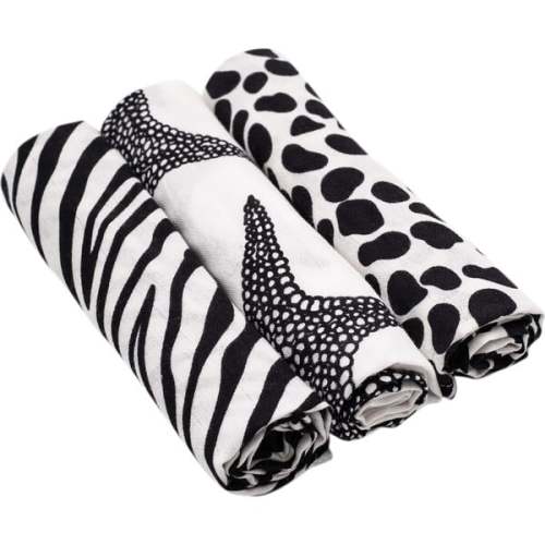Animal Print Muslin Burp Cloths, Black And White (Pack Of 3) - Etta Loves | Maisonette