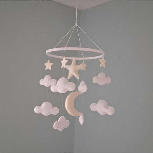 Nursery Mobile Cloud Stars Moon Cot Decoration Crib Hanger New Baby Shower Neutral
