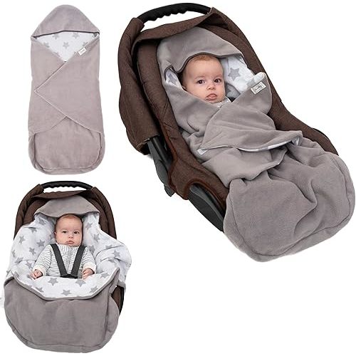 Car seat Blankets for Babies - Baby Footmuff - Carseat Swaddle Blanket - Stroller Bunting Bag for Infants - Baby Newborn Winter Gear (Grey/White)