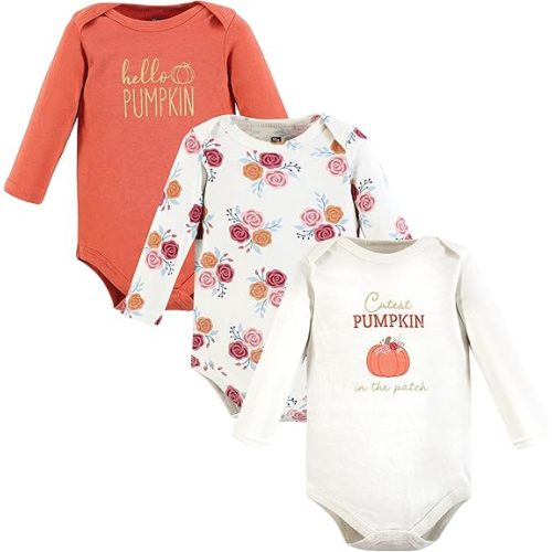Hudson Baby Baby Girls' Cotton Long-sleeve Bodysuits 3-pack