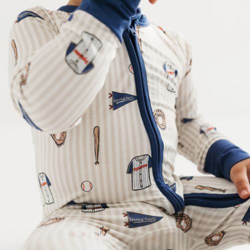 Blue Baseball Zipper Romper – In my Jammers