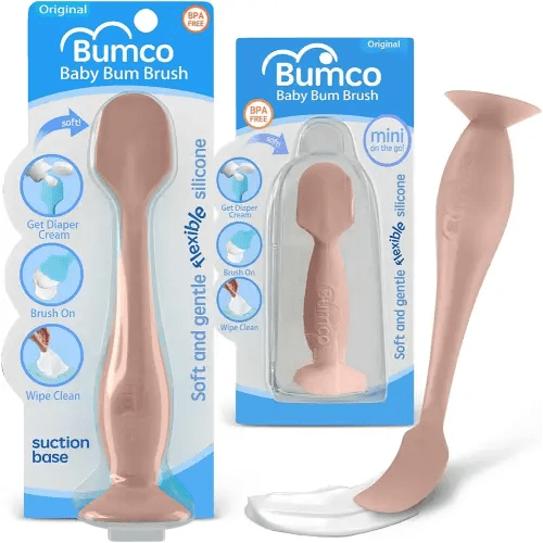 Bumco Baby Bum Brush + Mini Diaper Cream Spatula - BPA-Free Butt Spatula, Soft Diaper Spatula, Baby Diaper Cream Applicator, Mom-Invented Diaper Bag Essentials, Butt Spatula