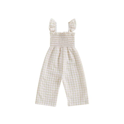 Loicainy Baby Toddler Girl Plaid Jumpsuit 6 12 18 24 Months 2T 3T 4T Ruffle Sleeveless Smocked Romper Suspender Pants Summer Outfit