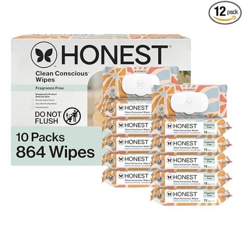 The Honest Company Hypoallergenic Multi-Use Baby Wipes for Sensitive Skin, Sunburst, 864 Count