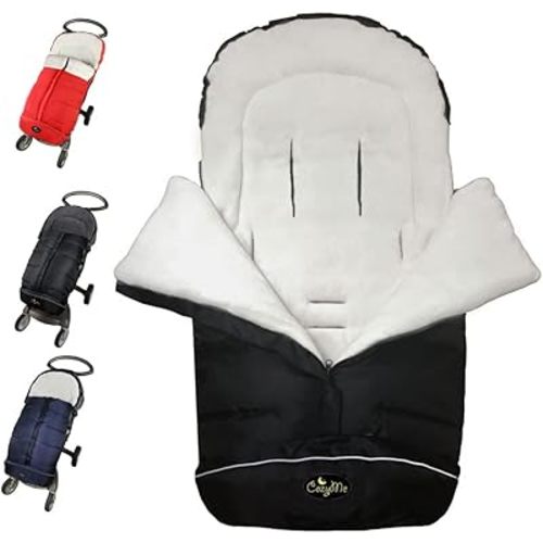 CozyMe 3 in 1 Winter Outdoor Tour Toddler Universal Stroller Sleeping Bag, Waterproof Footmuff, Length/Height/Temperature Adjustable Baby Bunting Bag, Black