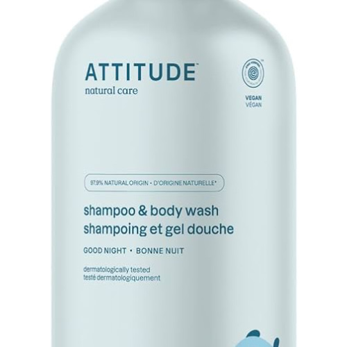 ATTITUDE 2-in-1 Shampoo and Body Wash for Baby, EWG Verified, Dermatologically Tested, Vegan, Good Night, 16 Fl Oz