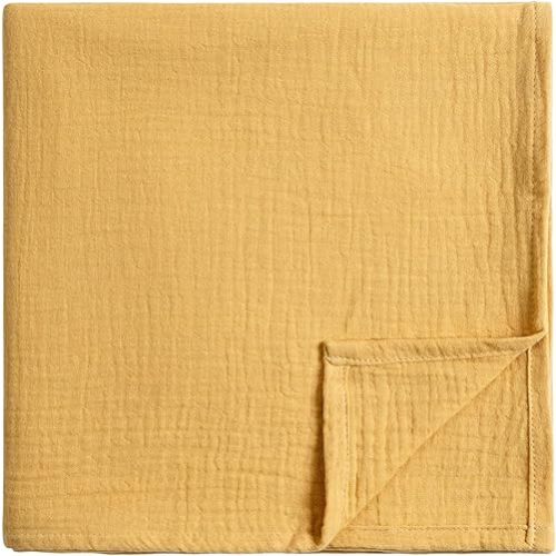 Meracorallo Muslin Swaddle Blanket, 100% Cotton Receiving Blanket, Yellow