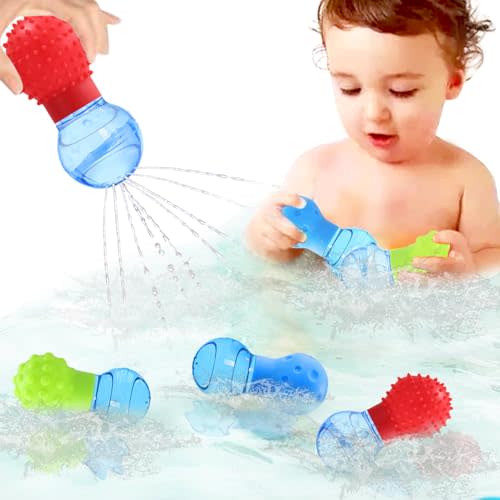 3Pack Bath Toys for Kids 1-3 - Sensory Squeezing Water Bathtub Toys for Kids | Bath Tub & Pool Floating Toys for Littles | Textured Sensory Bath Toys Christmas Stocking Stuffers for Boys & Girls