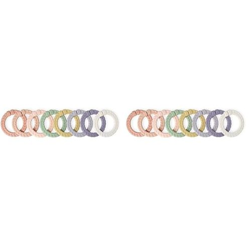 Itzy Ritzy Linking Ring Set; Set of 8 Braided, Rainbow-Colored Versatile Linking Rings; Attach to Baby's Car Seat, Stroller & Activity Gym to Keep Toys Nearby; Pink Rainbow (Pack of 2)