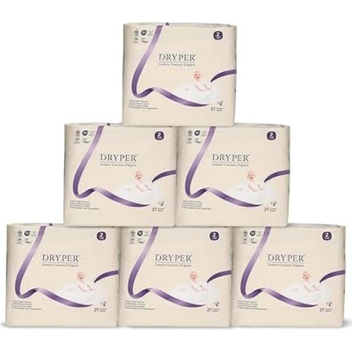 Baby Diapers, DRYPER Disposable Diaper Newborn Size 2 Diapers (9-18 lbs), 3D Leak Guards & Wetness Indicator, Ultra-Soft & Thin, Fast Water Absorption Nappies, 162 Count