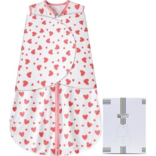 Newborn Sleep Sack Baby Swaddle,Swaddle me 0-3 Month,3-Way Adjustable Wearable Blanket,100% Rayon Cotton Swaddling Sleeping Bag,TOG 0.5 (Love, 0-3 Months)